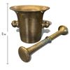 Image 3 : Antique Brass Mortar & Pestle w Handles - 4.75" Tall