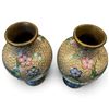 Image 3 : Pair of Chinese Cloisonné Vases w Floral & Bird Design 5" Tall