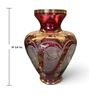 Image 2 : Impressive Bohemian Latticed & Gold Overlay Red Glass Vase - 14" Tall x 10" diameter