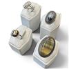 Image 2 : 4 New Rings * all stamped .925 * (Banded Fluorite, Quartz Crystal, Abalone, &  Dendritic Agate ) Lon
