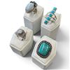 Image 1 : 4 New Rings * all stamped .925 * (Turquois, Moonstone, Blue Topaz Crystal & Larimar) Longest ring  i
