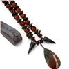 Image 2 : Vintage 30" Carnelian Bead & Pendant Necklace with Silver Spacers - 10mm beads * Includes embroidere