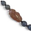Image 2 : Vintage Hand Knotted 21" Necklace * Rose Quartz Carved Buddha Beads with Rare Blue Chalcedony Spacer