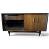 Image 1 : Mid-Century Modern Wooden Sideboard w Wood & Glass Doors 54x17.5x31"