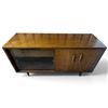 Image 3 : Mid-Century Modern Wooden Sideboard w Wood & Glass Doors 54x17.5x31"