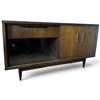Image 4 : Mid-Century Modern Wooden Sideboard w Wood & Glass Doors 54x17.5x31"