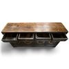 Image 5 : Antique Chinese Black Wooden Sideboard w Floral Door Panels 70.5x17x37"