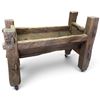 Image 3 : Large Rustic Hand Hewn Wood Livestock Manger on Casters 48.5x24.5x37"