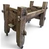 Image 5 : Large Rustic Hand Hewn Wood Livestock Manger on Casters 48.5x24.5x37"