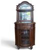 Image 1 : Mahogany Server with Mirrored Top, Drawer, Glass-Door Wine Rack and Side" Shelving, 32x19x72