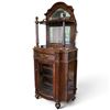 Image 3 : Mahogany Server with Mirrored Top, Drawer, Glass-Door Wine Rack and Side" Shelving, 32x19x72
