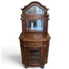 Image 4 : Mahogany Server with Mirrored Top, Drawer, Glass-Door Wine Rack and Side" Shelving, 32x19x72