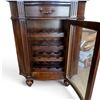 Image 6 : Mahogany Server with Mirrored Top, Drawer, Glass-Door Wine Rack and Side" Shelving, 32x19x72