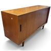 Image 4 : Mid-Century Modern Teak Cabinet with Sliding Door, Drawer and Open Shelving, 54.5x17x28.25 in