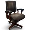 Image 1 : Vintage Wood Office Chair with Upholstered Seat, Arms and Backrest on Casters, 27x23x41 in