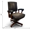 Image 2 : Vintage Wood Office Chair with Upholstered Seat, Arms and Backrest on Casters, 27x23x41 in
