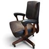 Image 3 : Vintage Wood Office Chair with Upholstered Seat, Arms and Backrest on Casters, 27x23x41 in