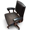 Image 4 : Vintage Wood Office Chair with Upholstered Seat, Arms and Backrest on Casters, 27x23x41 in