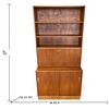Image 2 : Two-Piece Mid-Century Modern Teak Shelving Cabinet with Drop-Front and Lower Doors, 35.5x17.75x73