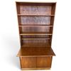 Image 4 : Two-Piece Mid-Century Modern Teak Shelving Cabinet with Drop-Front and Lower Doors, 35.5x17.75x73