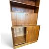 Image 5 : Two-Piece Mid-Century Modern Teak Shelving Cabinet with Drop-Front and Lower Doors, 35.5x17.75x73