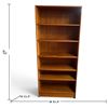 Image 2 : Mid-Century Solid-Wood Bookshelf with Six Fixed Shelves and Clean Lines, 31.5x11.5x72 Inches