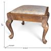 Image 2 : Wooden Footstool w Cabriole Legs & Upholstered Seat 18.5x18.5x14"