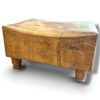 Image 1 : Converted Antique Wood Chopping Block Coffee Table or Bench with Aged Aesthetic, 41x31x23 Inches