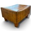 Image 4 : Converted Antique Wood Chopping Block Coffee Table or Bench with Aged Aesthetic, 41x31x23 Inches