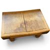 Image 3 : Antique Wood Chopping Block with Iron Corner Brackets, Coffee Table or Bench, 36x14x17.5 in