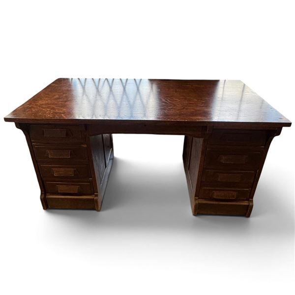 Solid Wood Pedestal Desk with Pull-Out Writing Slides and Drawers, Breaks Down, 60x32x30 in