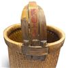 Image 4 : Antique Chinese Willow & Wood Rice or Fishing Basket with Bentwood Handle, Dated 1914, 41.5 in