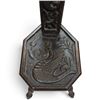 Image 4 : Antique Carved Oak Spinner's Chair with Dragon & Foliage Motifs, Octagonal Seat, 34.5 Inches Tall