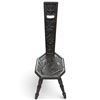 Image 6 : Antique Carved Oak Spinner's Chair with Dragon & Foliage Motifs, Octagonal Seat, 34.5 Inches Tall