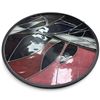Image 4 : Large Round Abstract Stained Glass Panel with Geometric Red, Blue, Black & White Design, 42" Dia