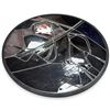 Image 3 : Large Round Abstract Stained Glass Panel with Geometric Red, Blue, Black & White Design, 42" Dia