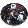 Image 3 : Large Round Abstract Stained Glass Panel with Geometric Red, Blue, Black & White Design, 42" Dia