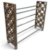 Image 3 : Metal & Wood Shoe Rack w Wood Lattice Design Ends 30x9x24.5"