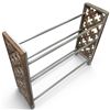 Image 4 : Metal & Wood Shoe Rack w Wood Lattice Design Ends 30x9x24.5"