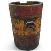 Image 5 : Antique Wooden Barrel w Multicolored Paint & Iron Handle 20" Tall
