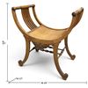 Image 2 : Antique Carved Wood Curule Vanity Stool with Scroll Arms & Cane Seat, Italianate Style, 25x17x27 in