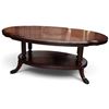 Image 1 : Oval Two-Tier Mahogany Coffee Table with Curved Legs & Lower Shelf, Classic Design, 44x30.5x18 in