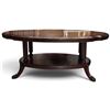Image 4 : Oval Two-Tier Mahogany Coffee Table with Curved Legs & Lower Shelf, Classic Design, 44x30.5x18 in