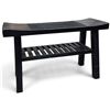 Image 1 : Black Wooden Slatted Japanese Style Bench 30.x11x18"