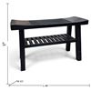 Image 2 : Black Wooden Slatted Japanese Style Bench 30.x11x18"
