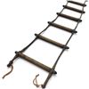 Image 4 : Antique Ladder w Wooden Rungs Wrapped in Rope & Metal Cable Construction 100" Long 15" wide