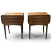 Image 1 : Pair Danish Modern Teak Nightstands, 2 Drawers, Sculpted Pulls, Tapered Legs, 17.5 x 13 x 21.5 In