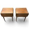 Image 3 : Pair Danish Modern Teak Nightstands, 2 Drawers, Sculpted Pulls, Tapered Legs, 17.5 x 13 x 21.5 In