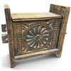 Image 1 : Antique Hand-Carved Tribal Wooden Dowry Chest with Floral Motifs, Himalayan/Nuristan, 16.5x8x14 in
