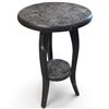Image 2 : Carved Wooden Floral Motif Side Table w Lower Shelf 18" Tall